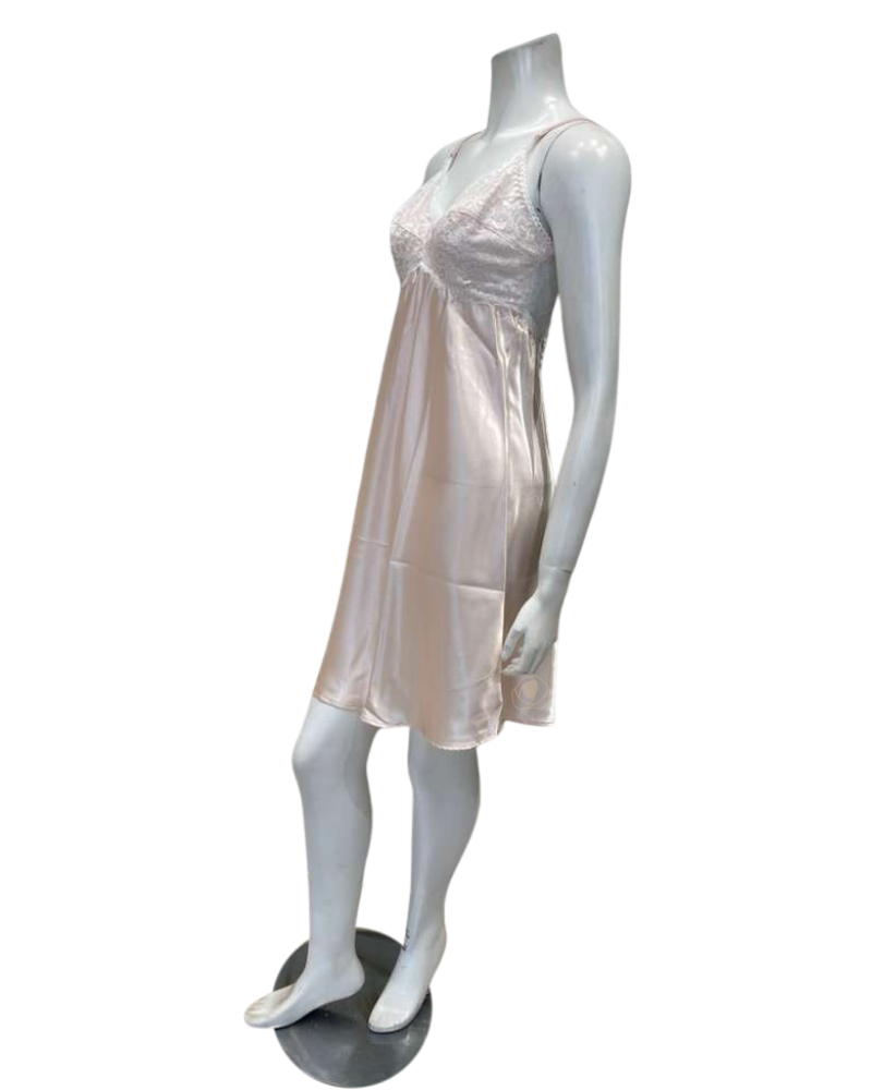 Pen-ky 16765 + 26762D7 Peach Poly Silk Bust Support Chemise & Wrap Set Myselflingerie.com