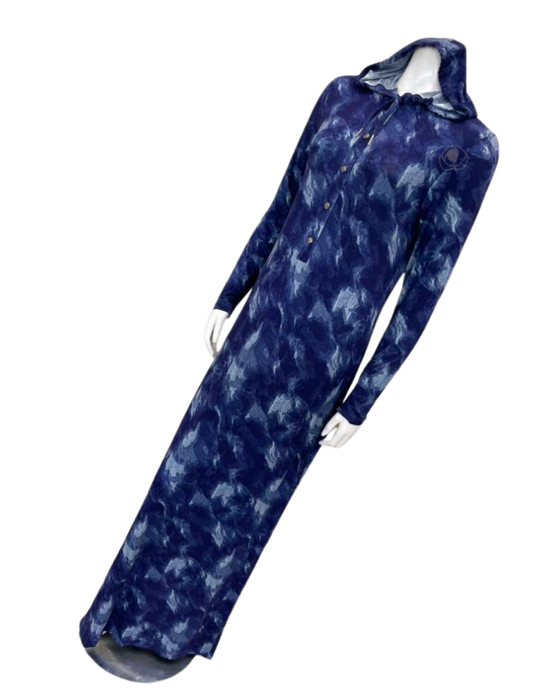 Sparrow Denim Tie Dye Knit Jersey Snap Front Lounger Morning Robe Myselflingerie.com 