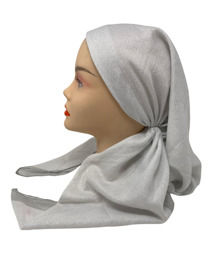 It's Younique OB-BOR-SI White Shimmer Silver Border Pre-Tied Open Back Bandanna with Velvet Grip Myselflingerie.com