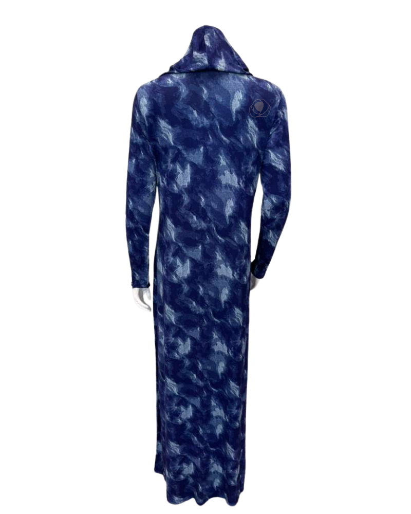 Sparrow Denim Tie Dye Knit Jersey Snap Front Lounger Morning Robe Myselflingerie.com 