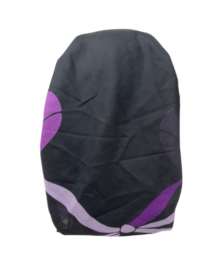 Ahead VT2804 Black/Purple Twist and Tied Versatile Style Long Tails Open Back Pre-Tied Bandanna Myselflingerie.com