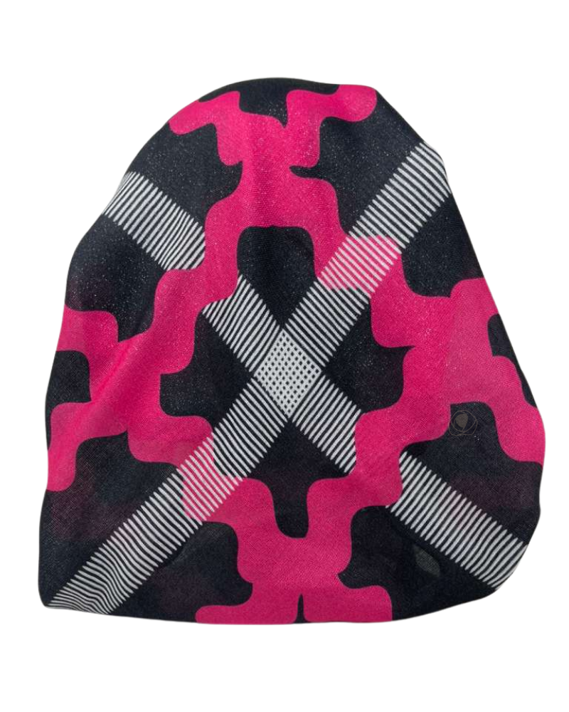 It's Younique Pink Zig Zag Shimmer Pre-tied Open Back Bandanna with Velvet Grip Myselflingerie.com