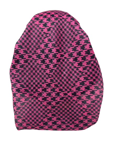 It's Younique OB-HOUND-HPBK Hot Pink/Black Houndstooth Shimmer Pre-Tied Open Back Bandanna with Velvet Grip Myselflingerie.com