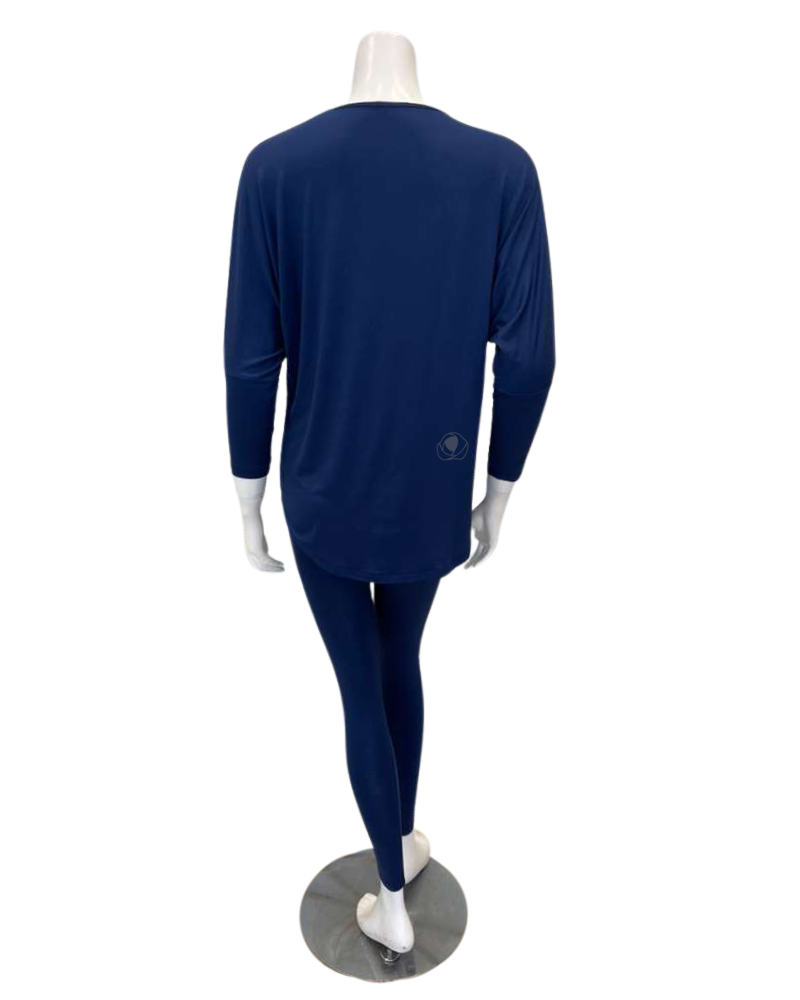 Oh! Zuza 3049-R Marine Blue Round Neck Modal Pajamas Set Myselflingerie.com