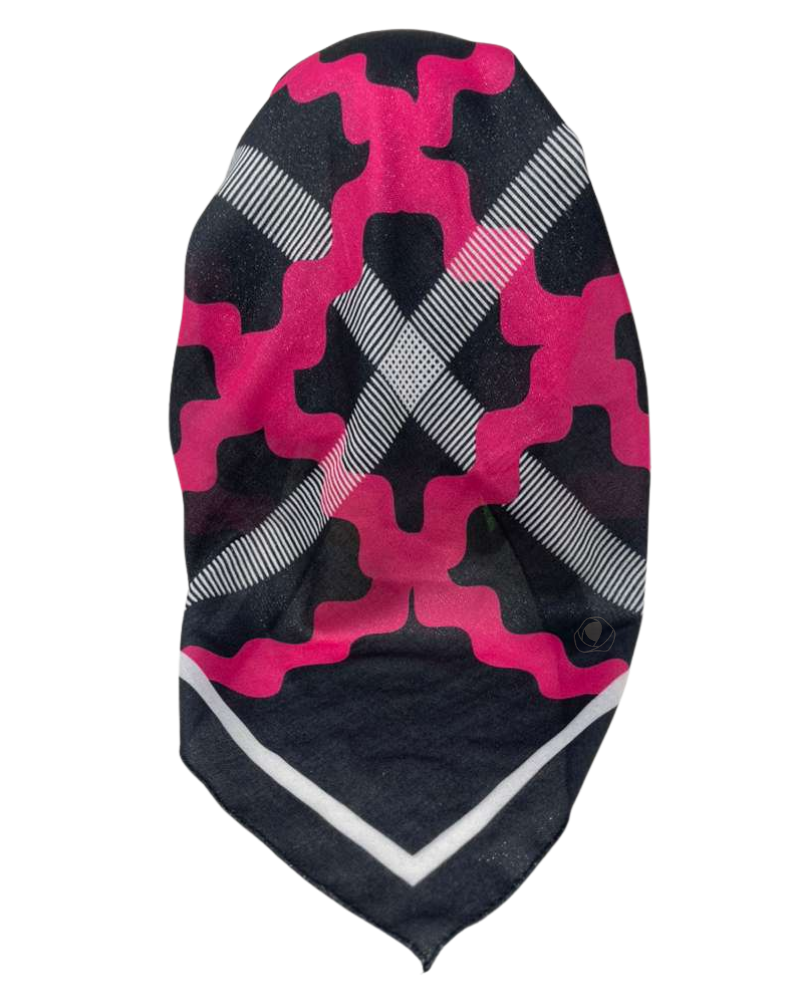 It's Younique Pink Zig Zag Shimmer Pre-tied Open Back Bandanna with Velvet Grip Myselflingerie.com