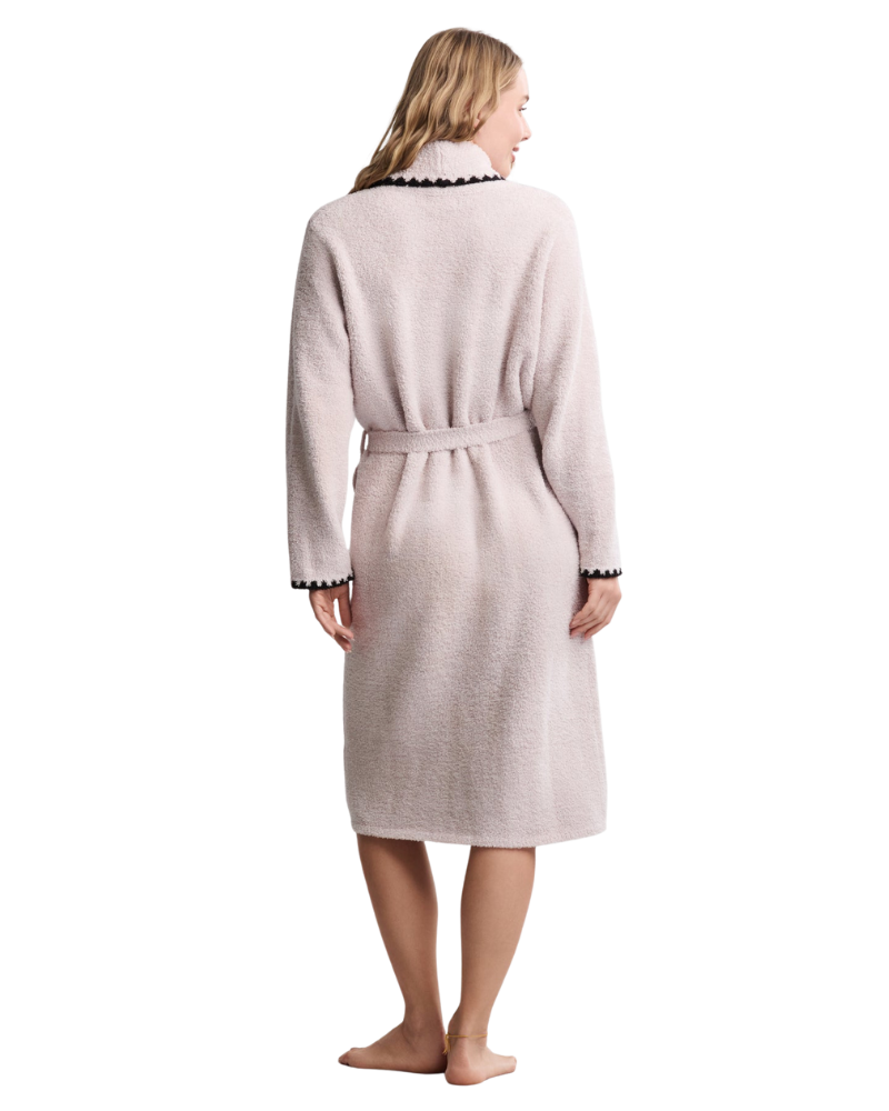 Barefoot Dreams BDUCC25947 Stone CozyChic Blanket Stitch Robe Myselflingerie.com