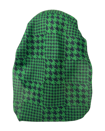It's Younique OB-HOUND-GNBK Green/Black Houndstooth Pre-Tied Open Back Bandanna with Velvet Grip Myselflingerie.com