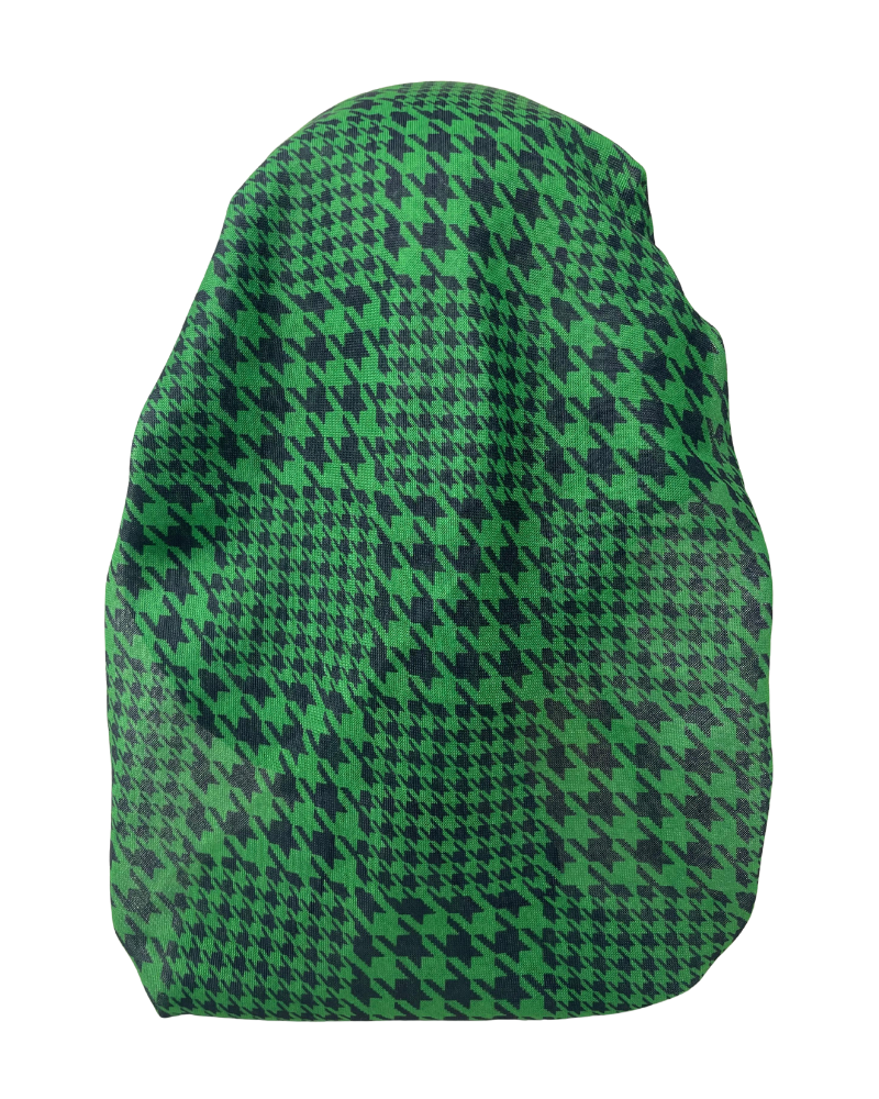It's Younique OB-HOUND-GNBK Green/Black Houndstooth Pre-Tied Open Back Bandanna with Velvet Grip Myselflingerie.com