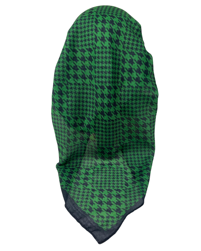 It's Younique OB-HOUND-GNBK Green/Black Houndstooth Pre-Tied Open Back Bandanna with Velvet Grip Myselflingerie.com
