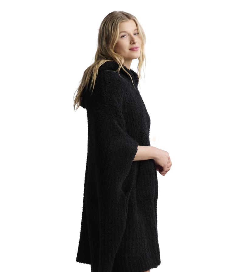 Barefoot Dreams B545 Black The Cozy One Size Sweater Cape Myselflingerie.com