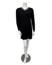 Jackie O'Loungewear Black V Neck Lace Long Sleeves Modal Nightshirt Myselflingerie.com