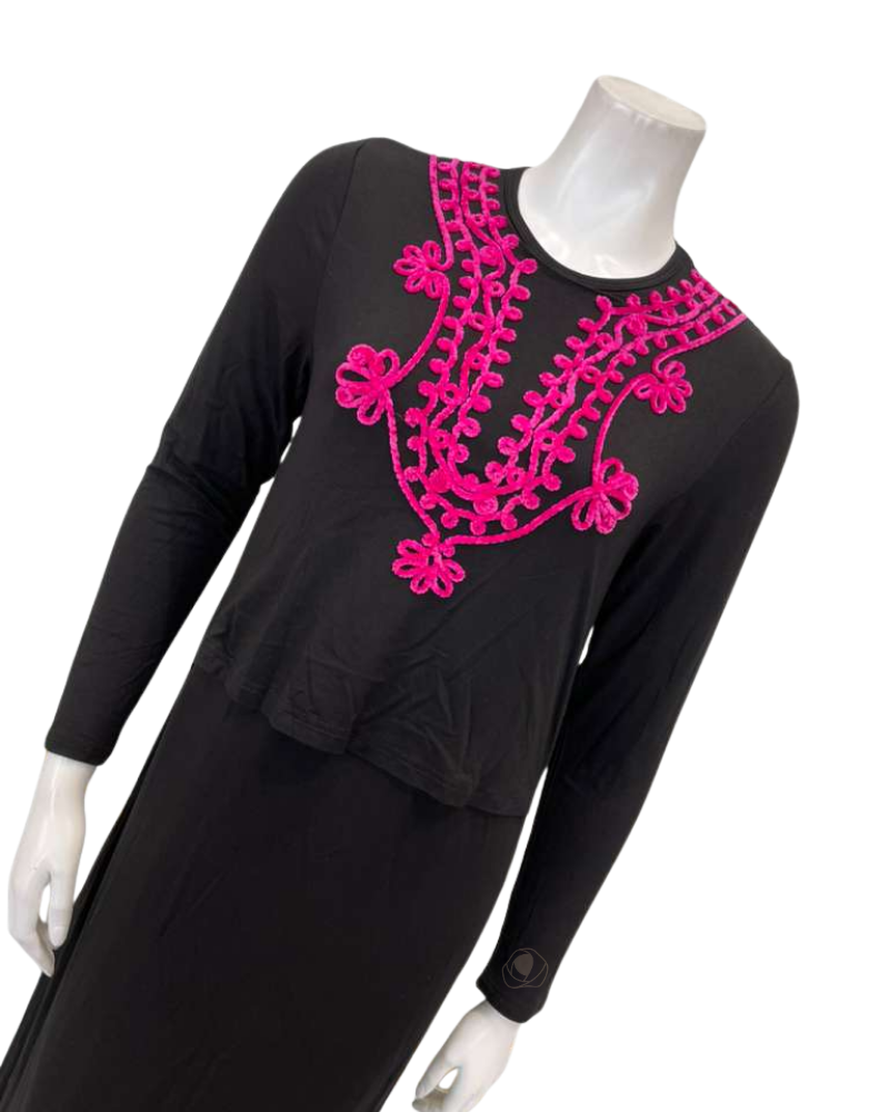 Severine Boutik 411 Fuchsia Royal Scroll Modal Nursing Nightgown Myselflingerie.com