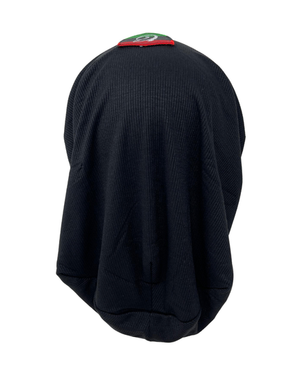 C. Bird CB104 Black Ribbed with Red/Green Logo Bamboo Beanie Snood Myselflingerie.com