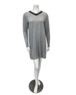 Jackie O'Loungewear Grey V Neck Lace Long Sleeves Modal Nightshirt Myselflingerie.com