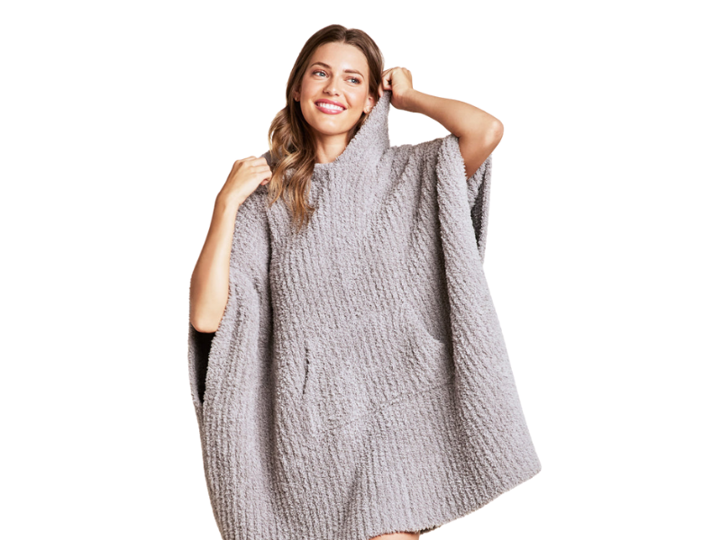 Barefoot Dreams B545 Dove Grey The Cozy One Size Sweater Cape Myselflingerie.com