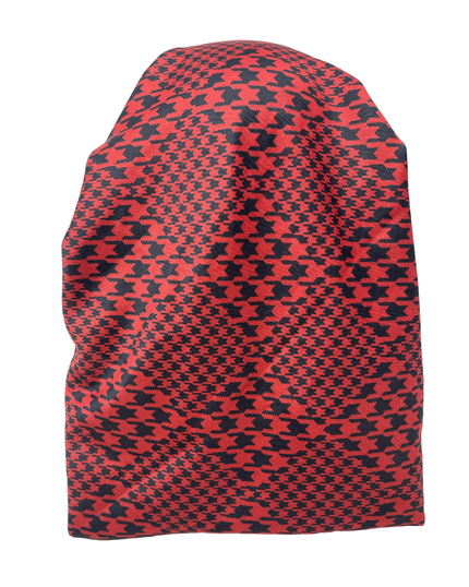 It's Younique OB-HOUND-RDBK Red/Black Houndstooth Pre-Tied Open Back Bandanna with Velvet Grip Myselflingerie.com