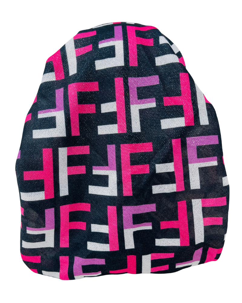 It's Younique Pink Tones Designer Inspired Shimmer Pre-Tied Open Back Bandanna with Velvet Grip