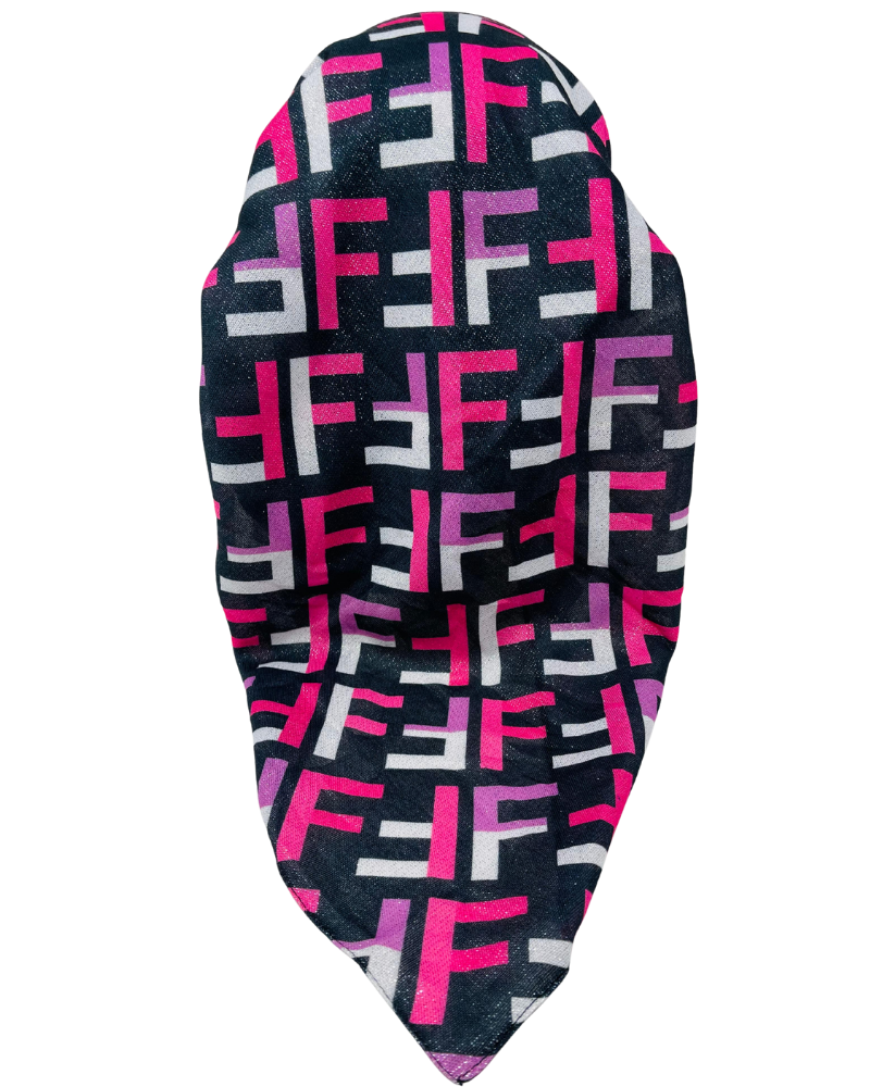 It's Younique Pink Tones Designer Inspired Shimmer Pre-Tied Open Back Bandanna with Velvet Grip