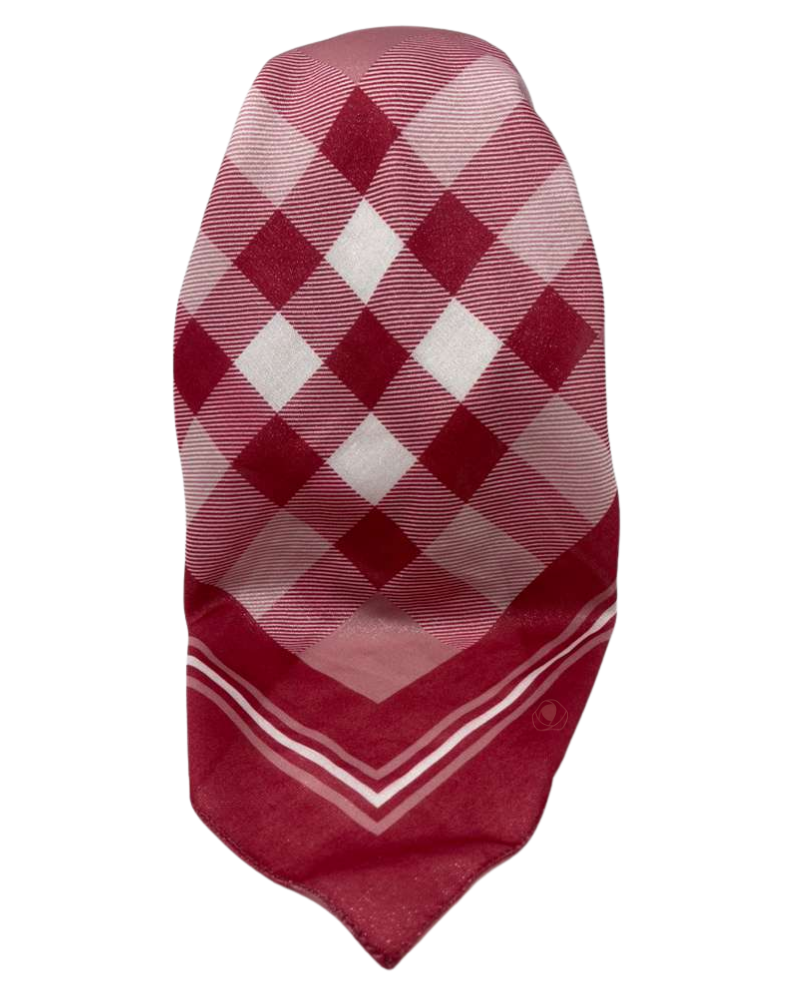 It's Younique Red Burberry Inspired Shimmer Pre-Tied Open Back Bandanna with Velvet Grip Myselflingerie.com
