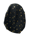 Cherie SPC310A-BKG Black/Gold Foil Flowers Adjustable Closed Back Pre-Tied Bandanna Myselflingerie.com
