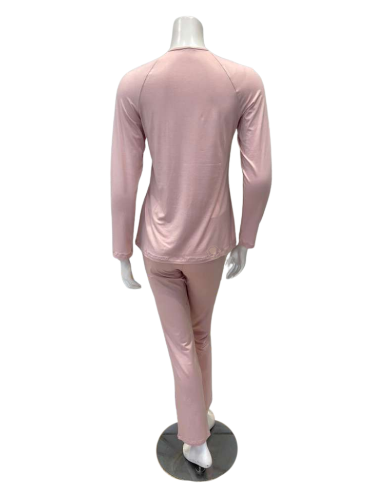 Oh! Zuza V21 Dusty Pink and Lace Modal Pajamas Set Myselflingerie.com