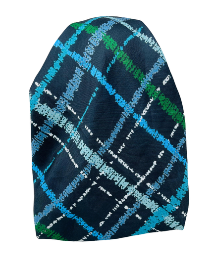 It's Younique OB-STR-BL Blue/Green Mix Stripes Pre-Tied Open Back Bandanna with Velvet Grip Myselflingerie.com