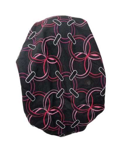 Cherie SPC336A-BKBRY Black/Berry Print Adjustable Closed Back Pre-Tied Bandanna Myselflingerie.com