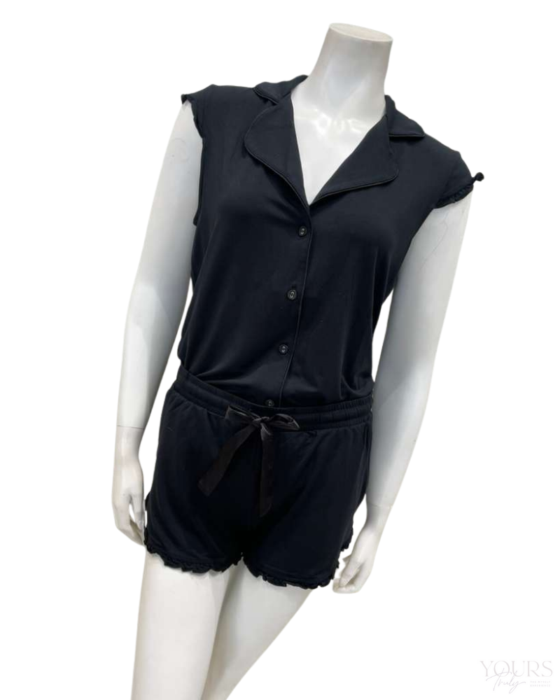 Fleur't 645 Black Shortie Pajamas Set Myselflingerie.com