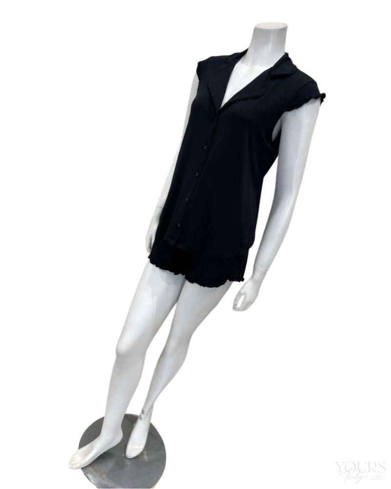 Fleur't 645 Black Shortie Pajamas Set Myselflingerie.com