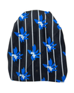 It's Younique Blue Leaves on White Pre-Tied Open Back Bandanna with Velvet Grip Myselflingerie.com