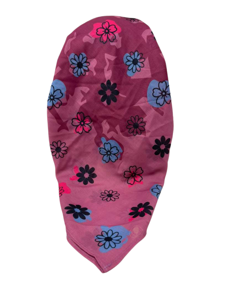 Ahead VT2805 Berry Petal Grid Versatile Style Long Tails Open Back Pre-Tied Bandanna Myselflingerie.com