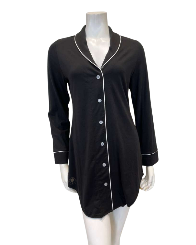Cosabella PIMAL1898 Black/Moon Ivory Pima Lusso Cotton Blend Nightshirt Myselflingerie.com