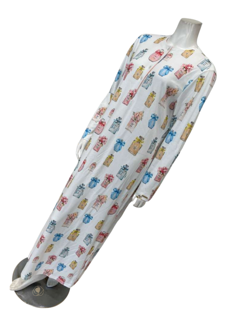 Furstenburg 25380476LI Perfumes & Scents Motifs Button Down Cotton Nightgown Myselflingerie.com
