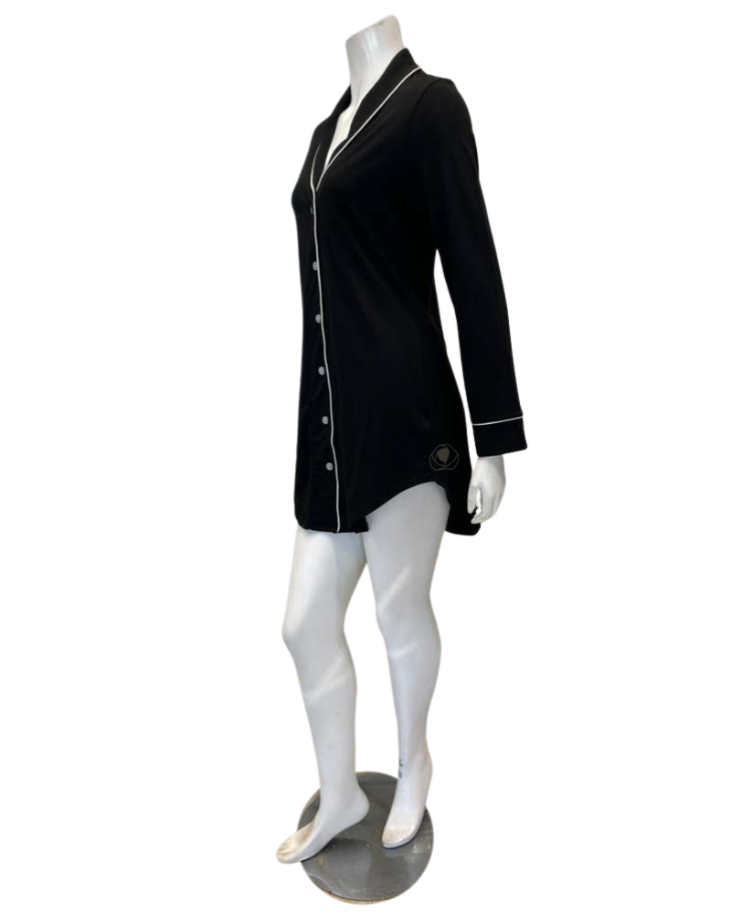 Cosabella PIMAL1898 Black/Moon Ivory Pima Lusso Cotton Blend Nightshirt Myselflingerie.com