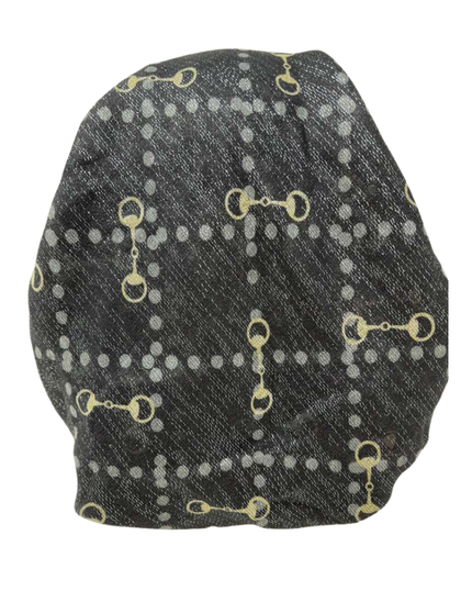 Ahead IT2774 Black Print Chainform Israeli Style Long Tails Pre-Tied Bandanna Myselflingerie.com