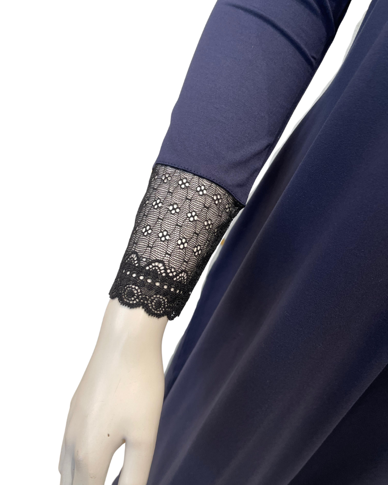 Oh! Zuza M4140 Midnight Blue Swirl Design Modest V Neck Modal Nightshirt Myselflingerie.com