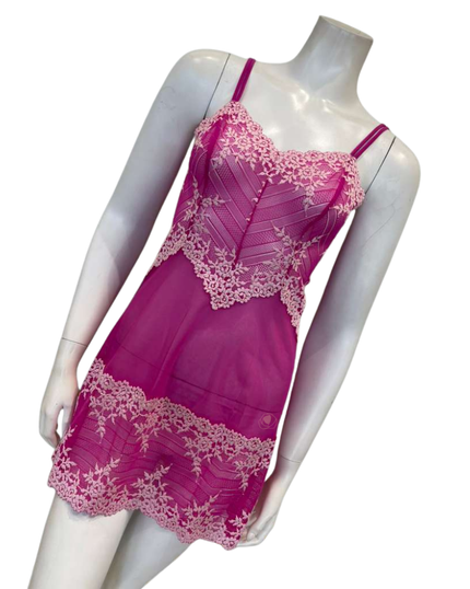 Wacoal 814191 Wild Azalea/Cradle Pink Embrace Lace Chemise Myselflingerie.com