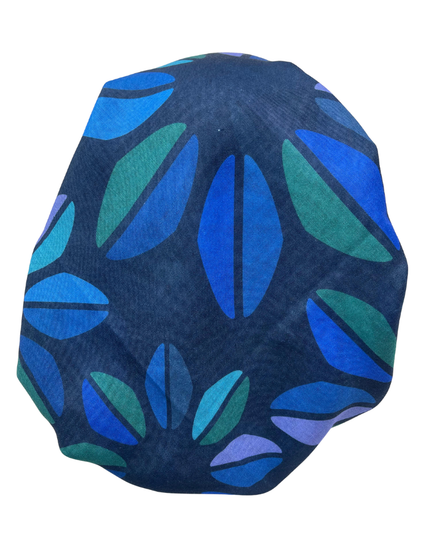 It's Younique PP-LEA-BL Blue and Green Leaves Pre-Tied Bandanna with Velvet Grip Myselflingerie.com