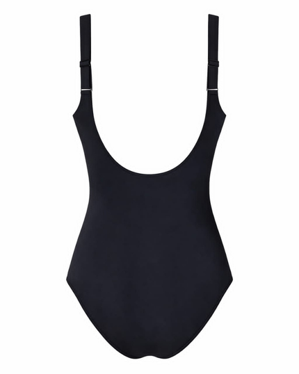 Gottex 26YU173U Black/Cream Yuri Flower Print Square Neck Swimsuit Myselflingerie.com