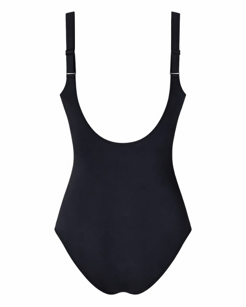 Gottex 26YU173U Black/Cream Yuri Flower Print Square Neck Swimsuit Myselflingerie.com