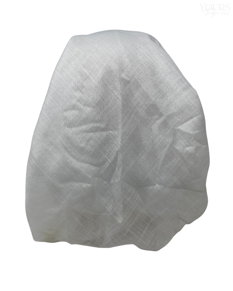 It's Younique OB-SHIM-GLD White Shimmer with Fringes Edge Gold Floral Border Pre-Tied Open Back Bandanna with Velvet Grip Myselflingerie.com