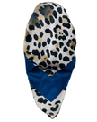 It's Younique OB-LEO-BL Brown Leopard Print Blue Border Pre-Tied Open Back Bandanna with Velvet Grip Myselflingerie.com