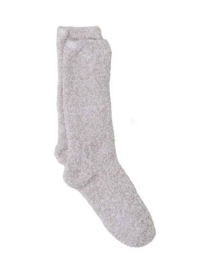 Barefoot Dreams BU614 Stone/White CozyChic Heathered Socks Myselflingerie.com