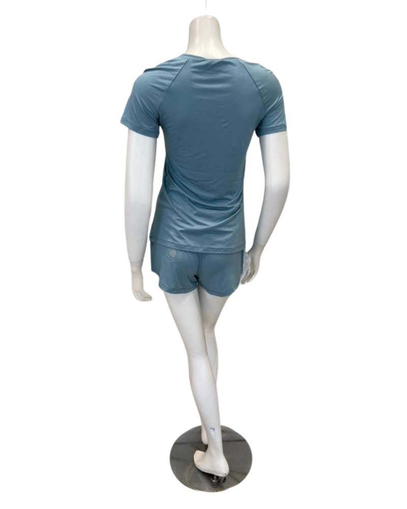 Oh! Zuza 4613 Aqua and White Lace Short Sleeve Pajamas Shorts Set Myselflingerie.com