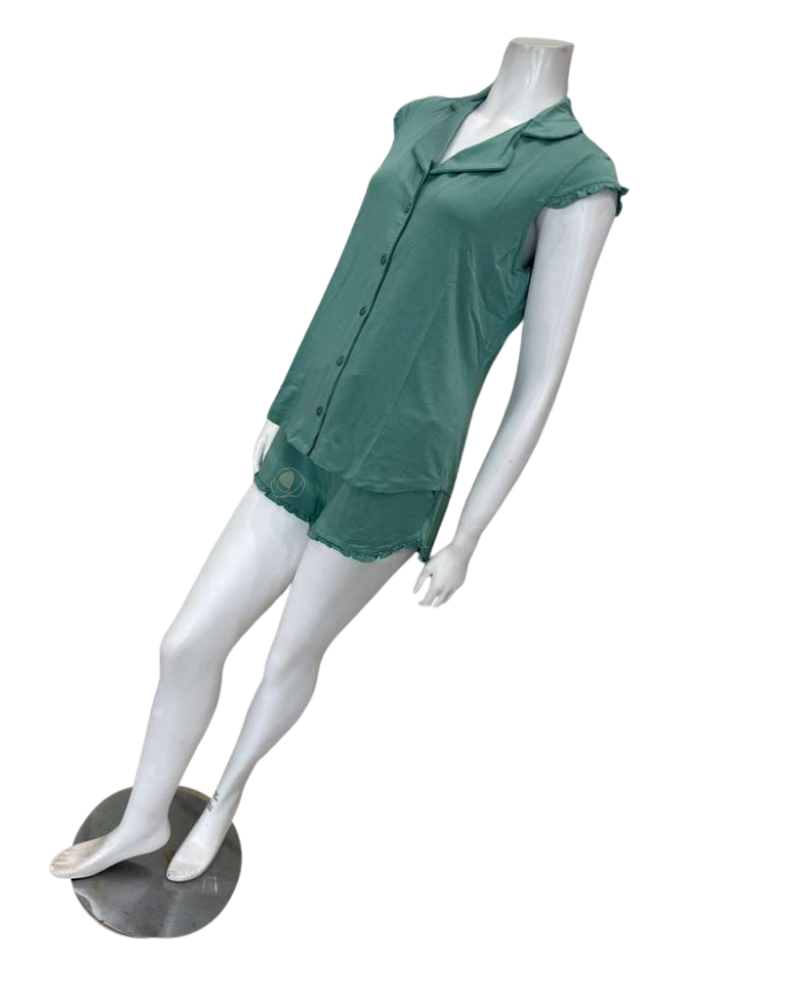 Fleur't 645 Agave Green Shortie Modal Pajamas Set Myselflingerie.com