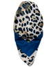 It's Younique OB-LEO-BL Brown Leopard Print Blue Border Pre-Tied Open Back Bandanna with Velvet Grip Myselflingerie.com