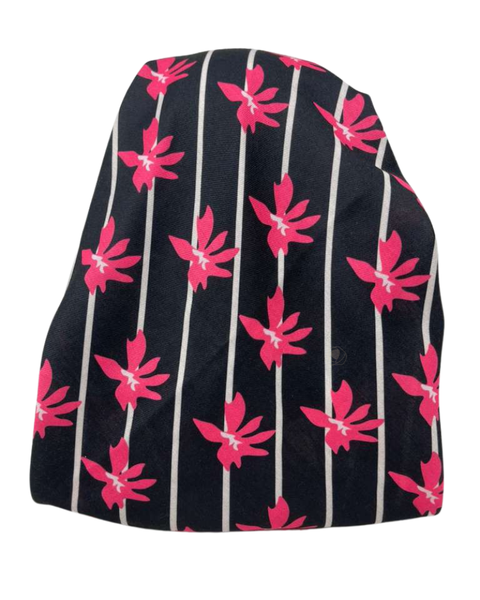 It's Younique Pink Leaves on White Pre-Tied Open Back Bandanna with Velvet Grip Myselflingerie.com
