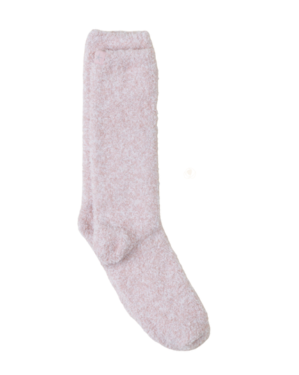 Barefoot Dreams BU614 Heather Dusty Rose/White CozyChic Heathered Socks Myselflingerie.com