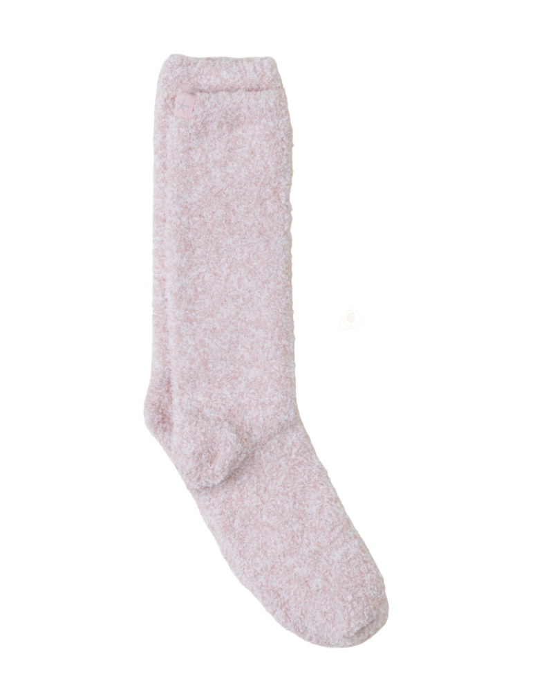 Barefoot Dreams BU614 Heather Dusty Rose/White CozyChic Heathered Socks Myselflingerie.com