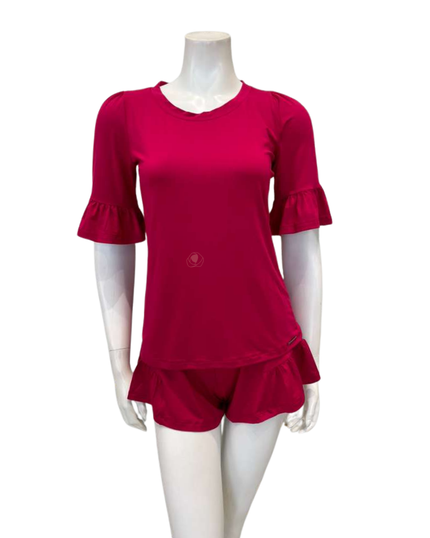 Oh! Zuza 4625 Ruby Ruffled Modal Short Sleeve & Shorts Pajamas Set Myselflingerie.com